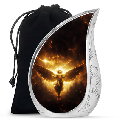 Golden Heaven Storm Angel Memorial Urn - Heaven Cremation Urn For Human Ashes