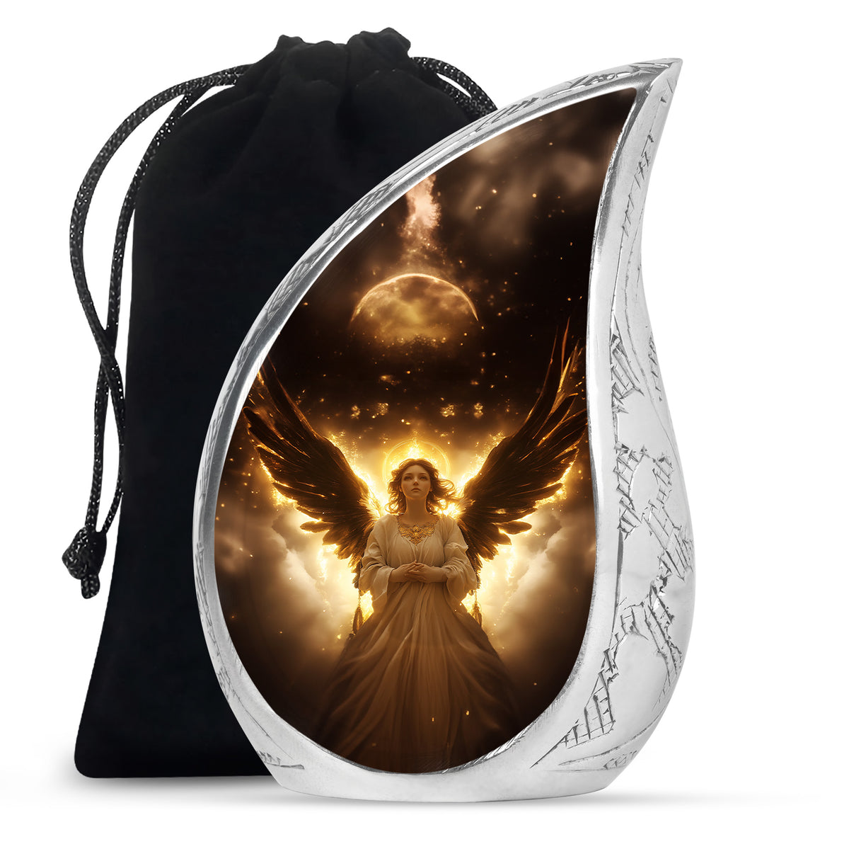 Halo Angel Memorial Urn - Golden Light Funeral Urn For Adult Ashes