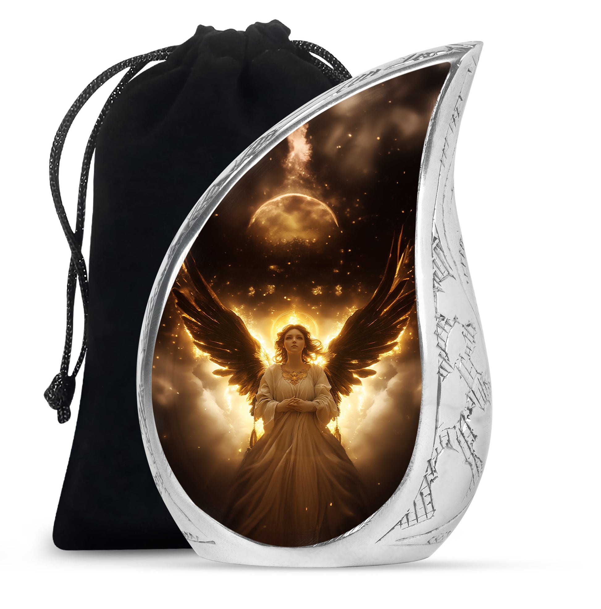 Halo Angel Memorial Urn - Golden Light Funeral Urn For Adult Ashes