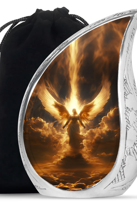Heavenly Guardian Angel Funeral Urn - Golden Cloud Memorial Urn For Ashes