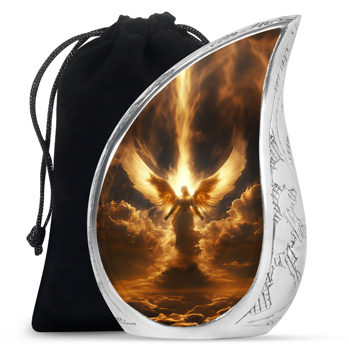 Heavenly Guardian Angel Funeral Urn - Golden Cloud Memorial Urn For Ashes