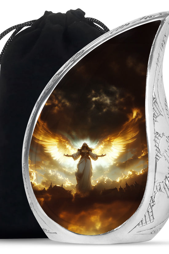 Guardian Angel Cremation Urn - Heavenly Glow Funeral Urn For Burial