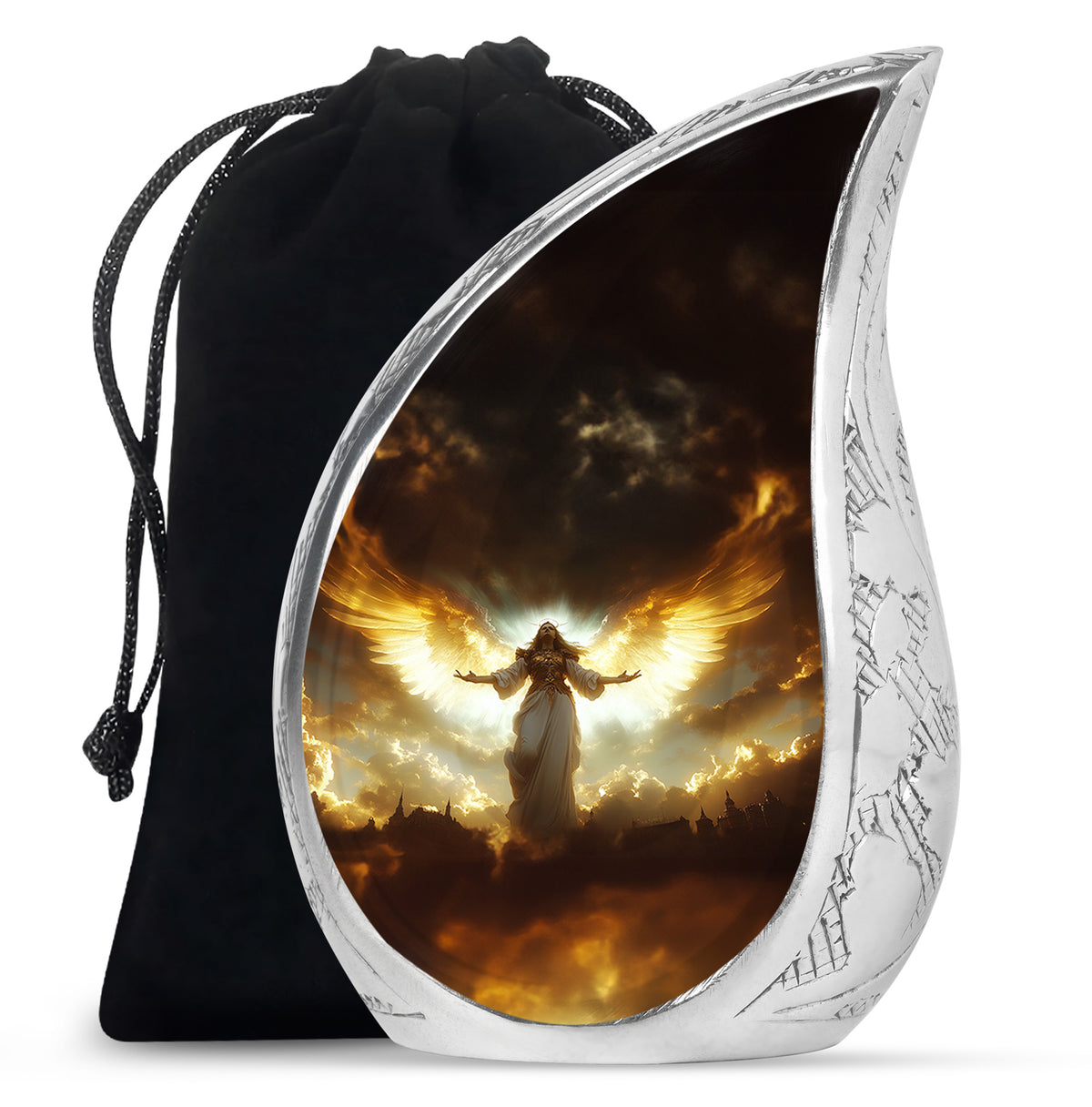 Guardian Angel Cremation Urn - Heavenly Glow Funeral Urn For Burial