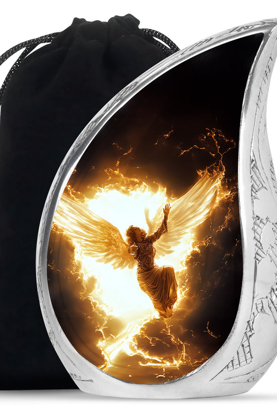 Elegant Angel Memorial Urn - Golden Lightning Funeral For Loved Ones