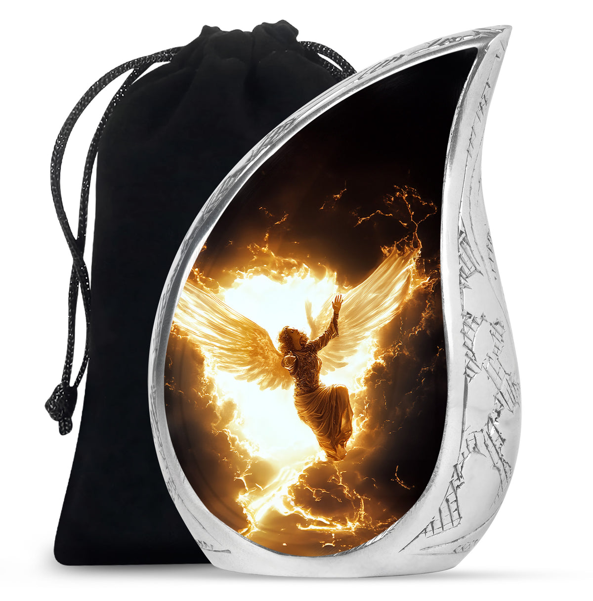 Elegant Angel Memorial Urn - Golden Lightning Funeral For Loved Ones