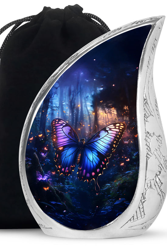 Blue Butterfly Urn For Ashes - Large Urn For Men & Women