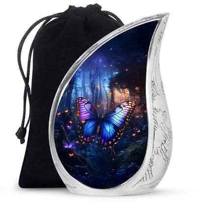 Blue Butterfly Urn For Ashes - Large Urn For Men & Women