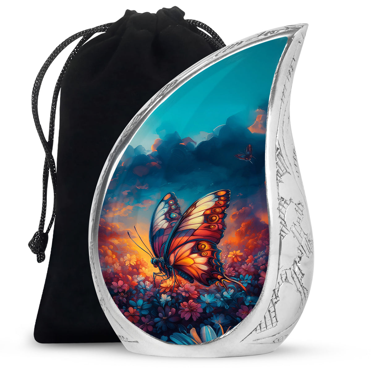 Monarch Butterfly Sunset Cremation Urn - Artistic Urns For Women