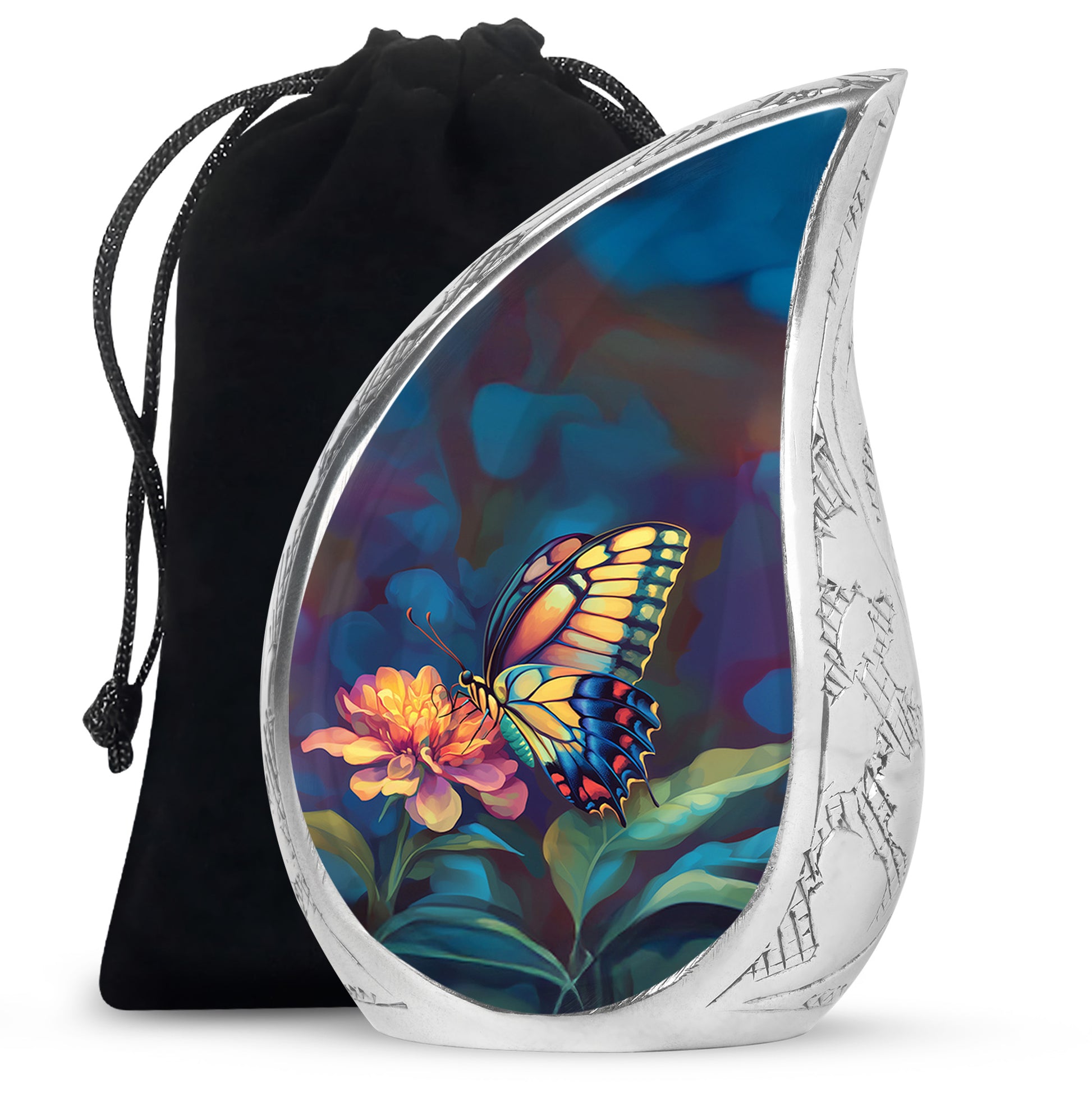 Floral Monarch Butterfly Urn For Ashes - Cremation Remains Containers