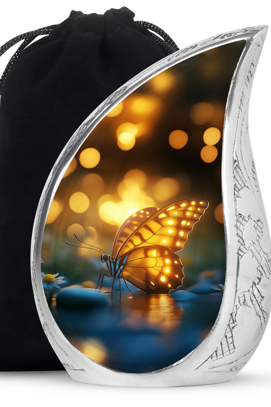 Yellow Butterfly Urn for Memorial - Large Urn For Human Ashes