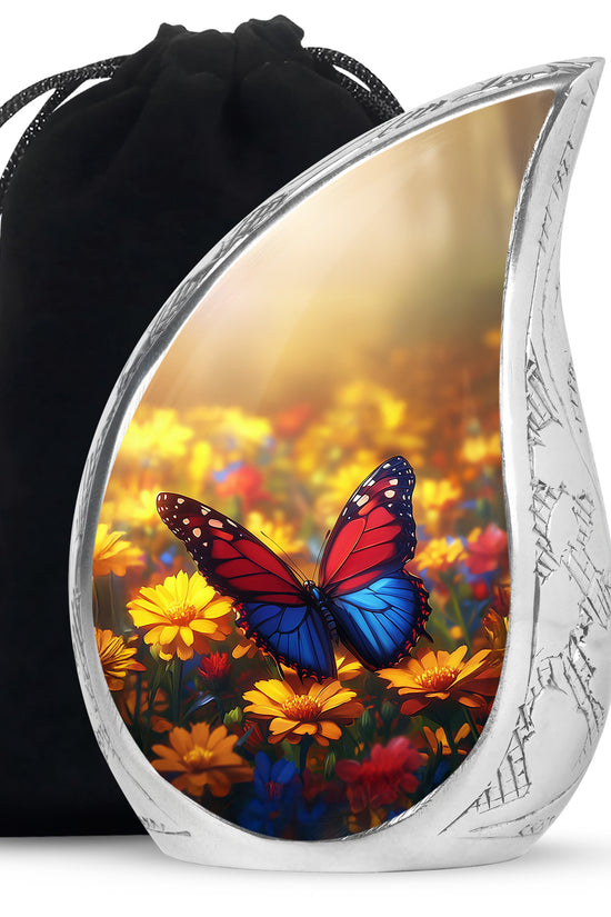 Animated Sunflower Memorial Urn - Monarch Butterfly Ashes Urn