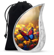 Animated Sunflower Memorial Urn - Monarch Butterfly Ashes Urn