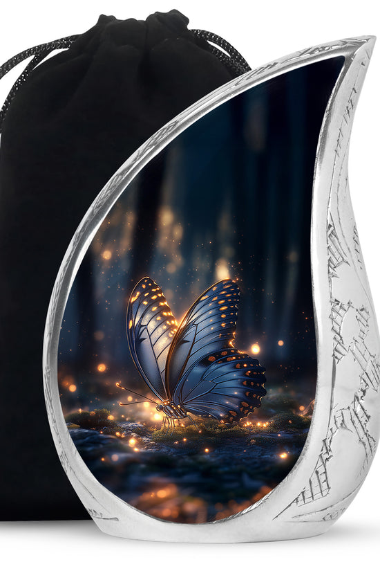 Mystic Grey Butterfly Urn For Mom And Dad - Funeral Urn For Loved Ones