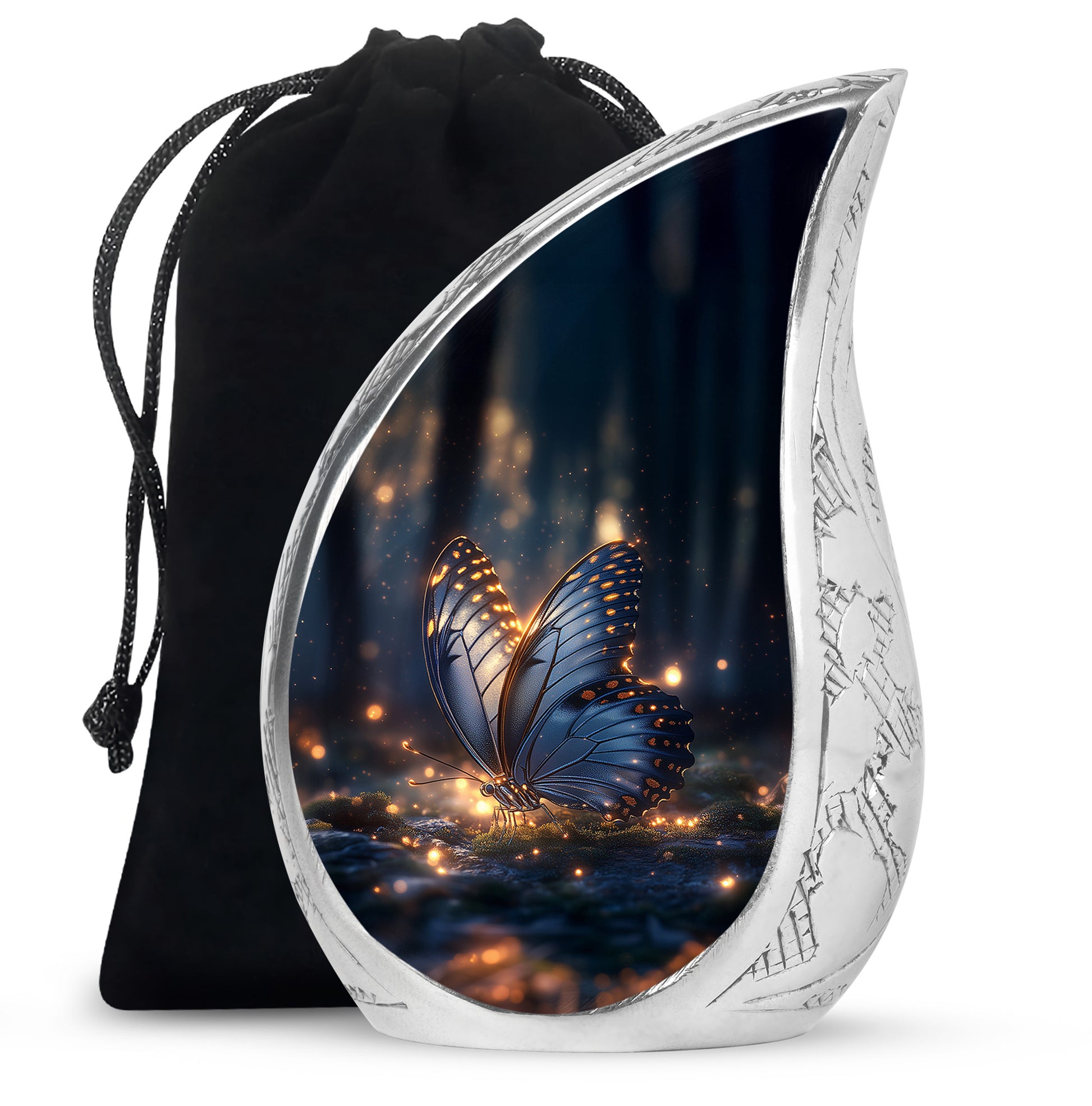 Mystic Grey Butterfly Urn For Mom And Dad - Funeral Urn For Loved Ones
