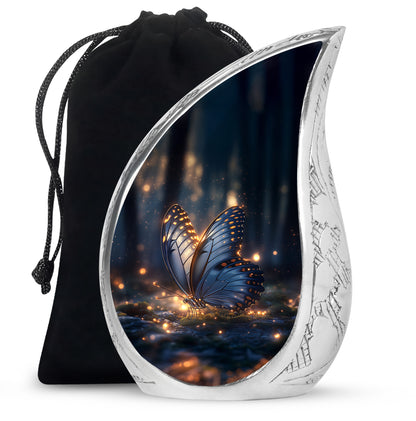 Mystic Grey Butterfly Urn For Mom And Dad - Funeral Urn For Loved Ones
