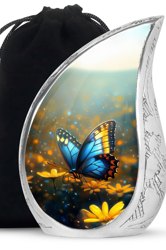 Majestic Blue Butterfly Ashes Urn - Funeral Urn For Cremation