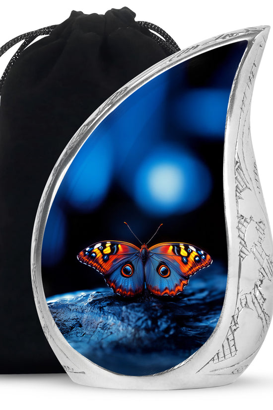 Unique Butterfly Funeral Ashes Urn - Blue Cremation Urn For Ashes