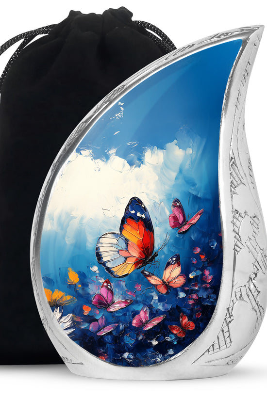 Butterflies Artwork Urn Memorial - Colorful Butterfly Urn for Funeral