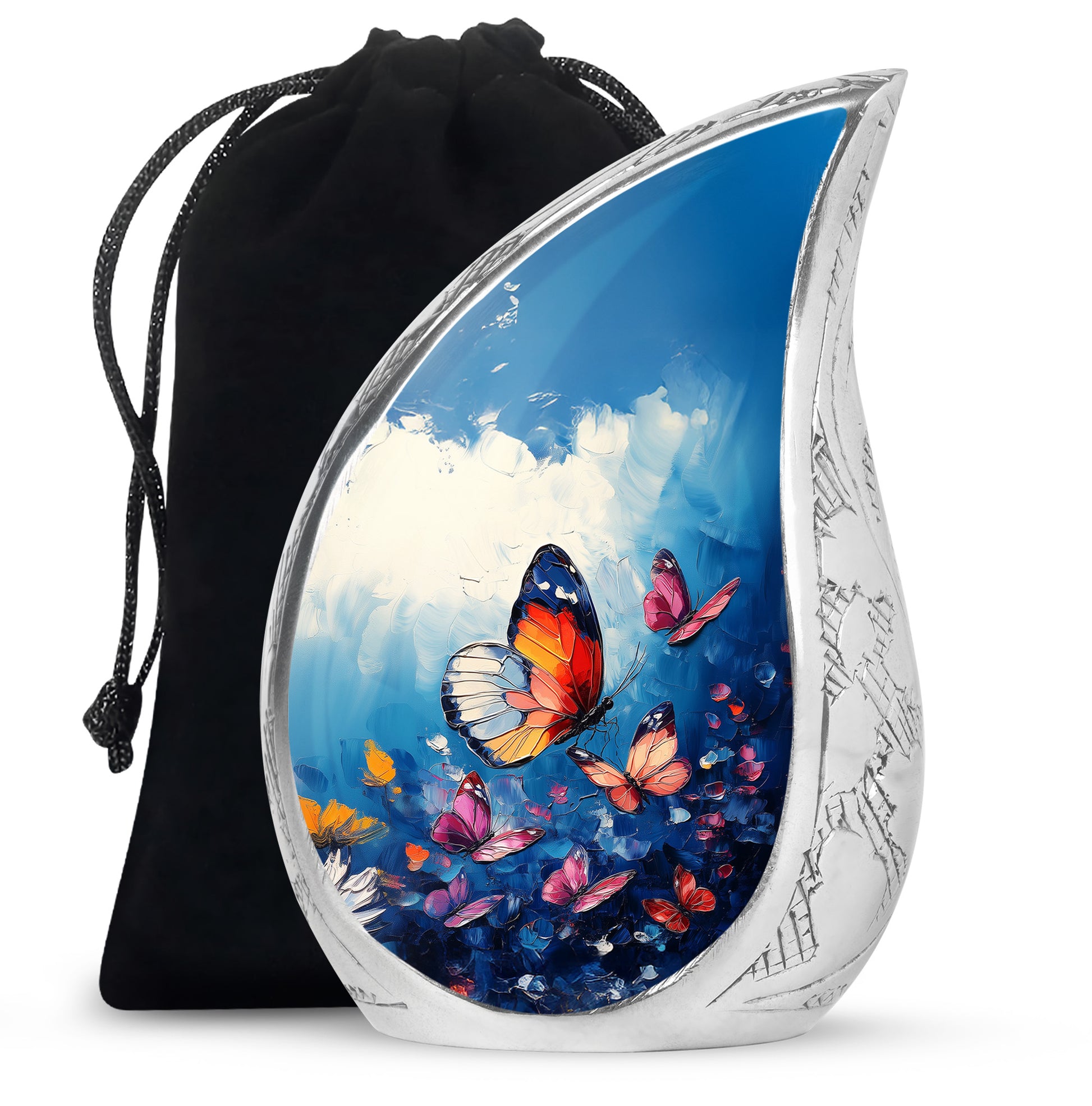 Butterflies Artwork Urn Memorial - Colorful Butterfly Urn for Funeral