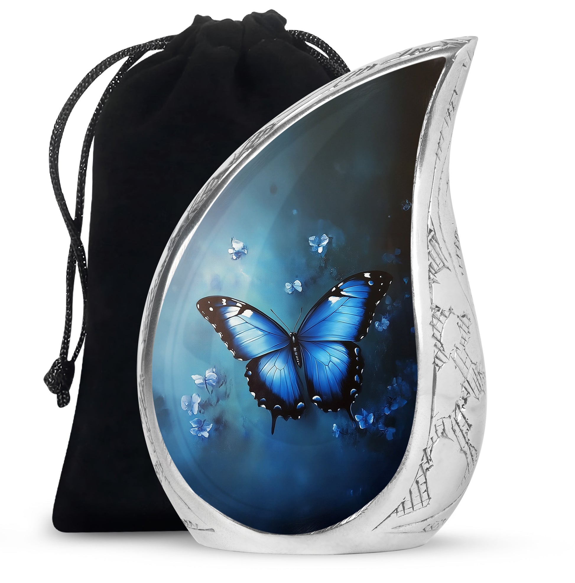 Blue Butterfly Cremation Ashes Urn - Funeral Urn For Men & Women
