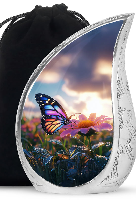 Colorful Butterfly Cremation Urn For Ashes - Punk Flower Urn Memorial