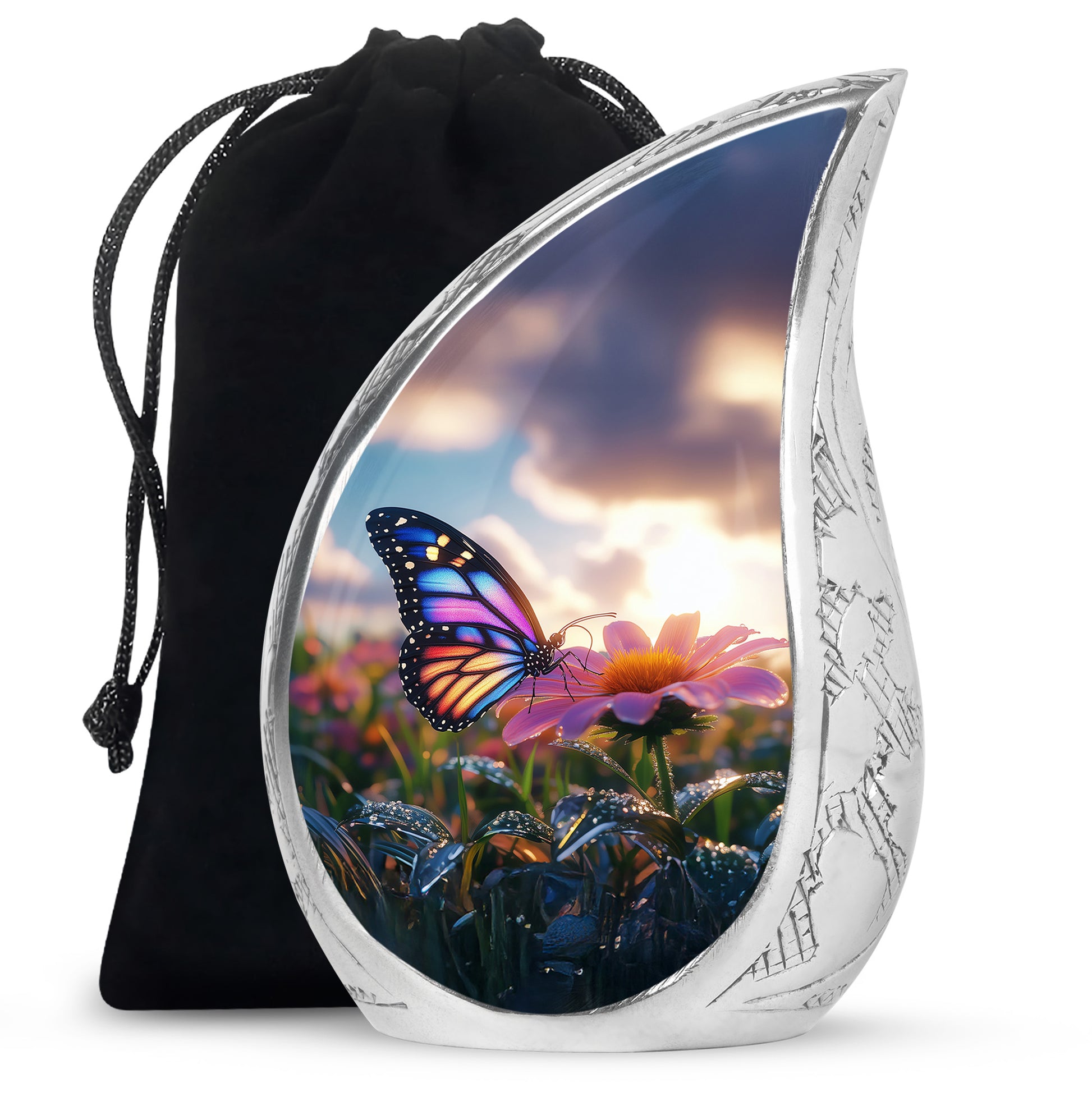 Colorful Butterfly Cremation Urn For Ashes - Punk Flower Urn Memorial