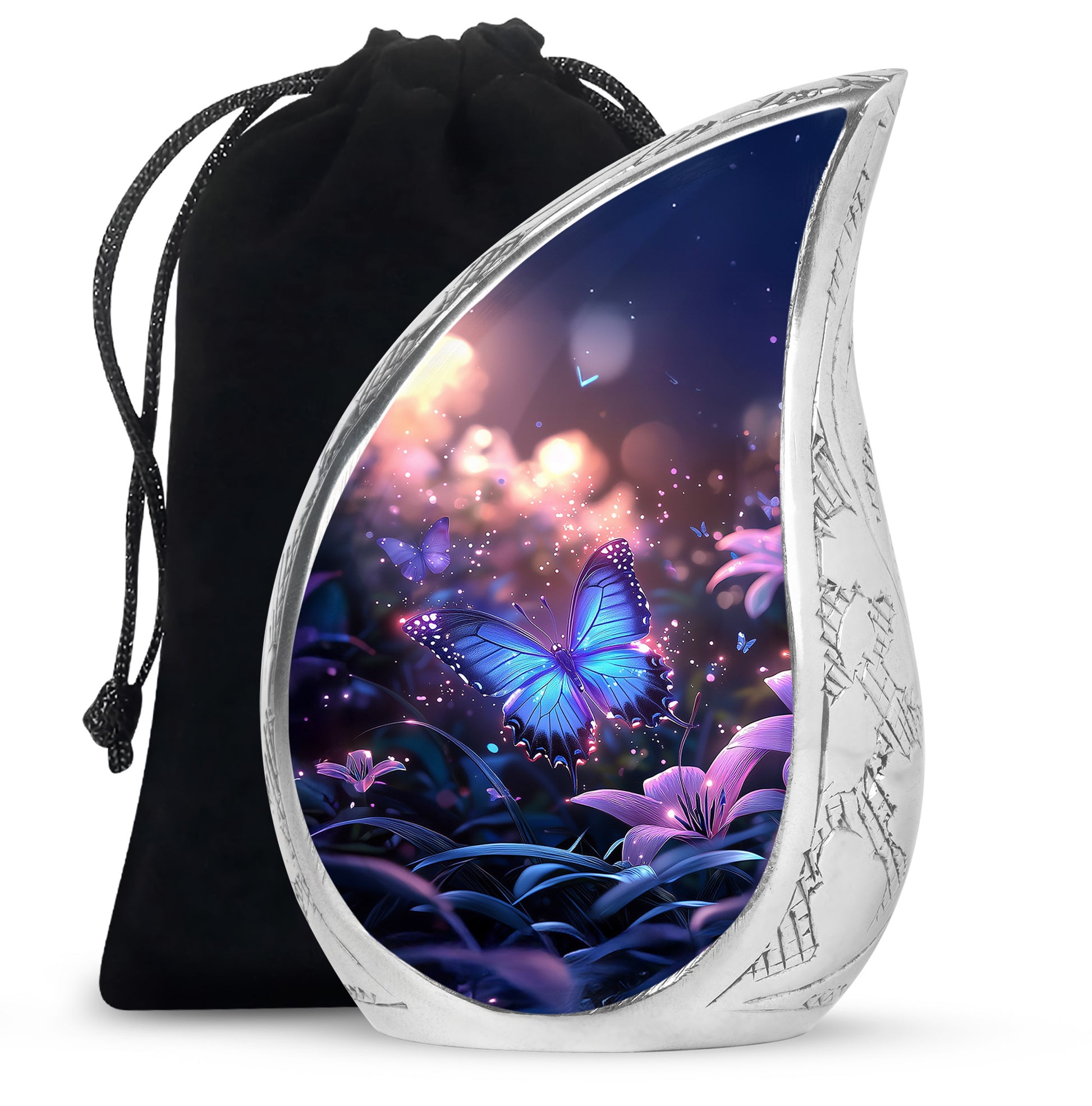 Blue Butterfly Urn For Burial - Beautiful Memorial Urn For Men & Women