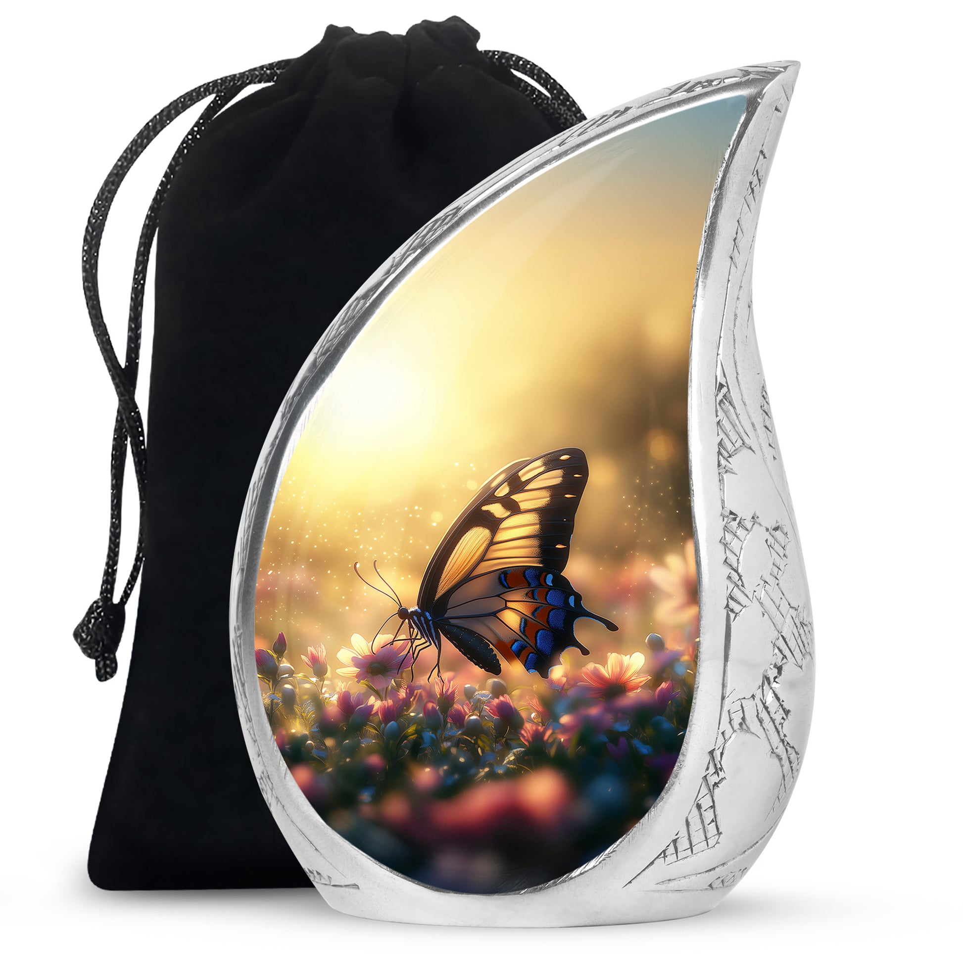 Yellow Monarch Butterfly Urn For Ashes - Burial Urns For Humans