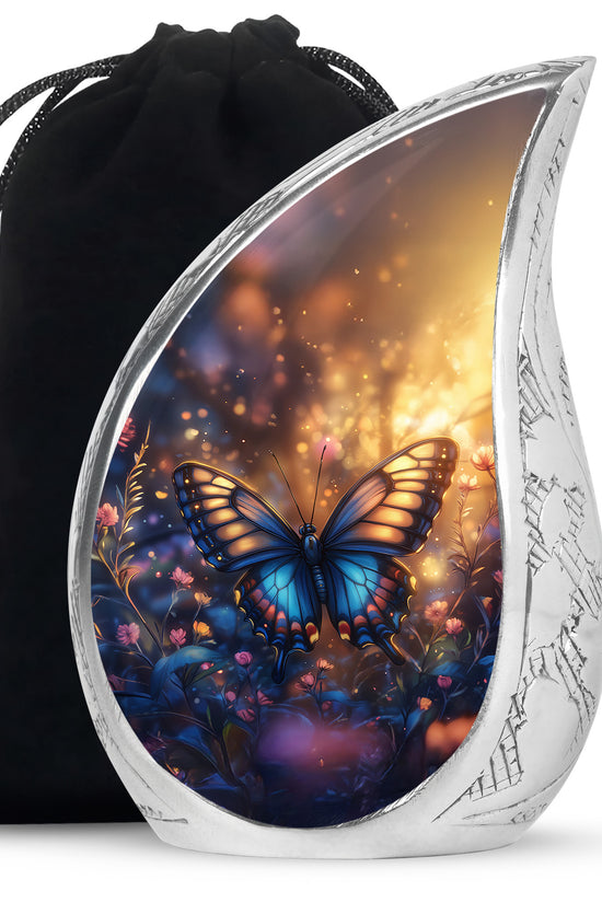 Gloomy Butterfly Urn For Ashes - Blue Butterfly Urn For Cremation