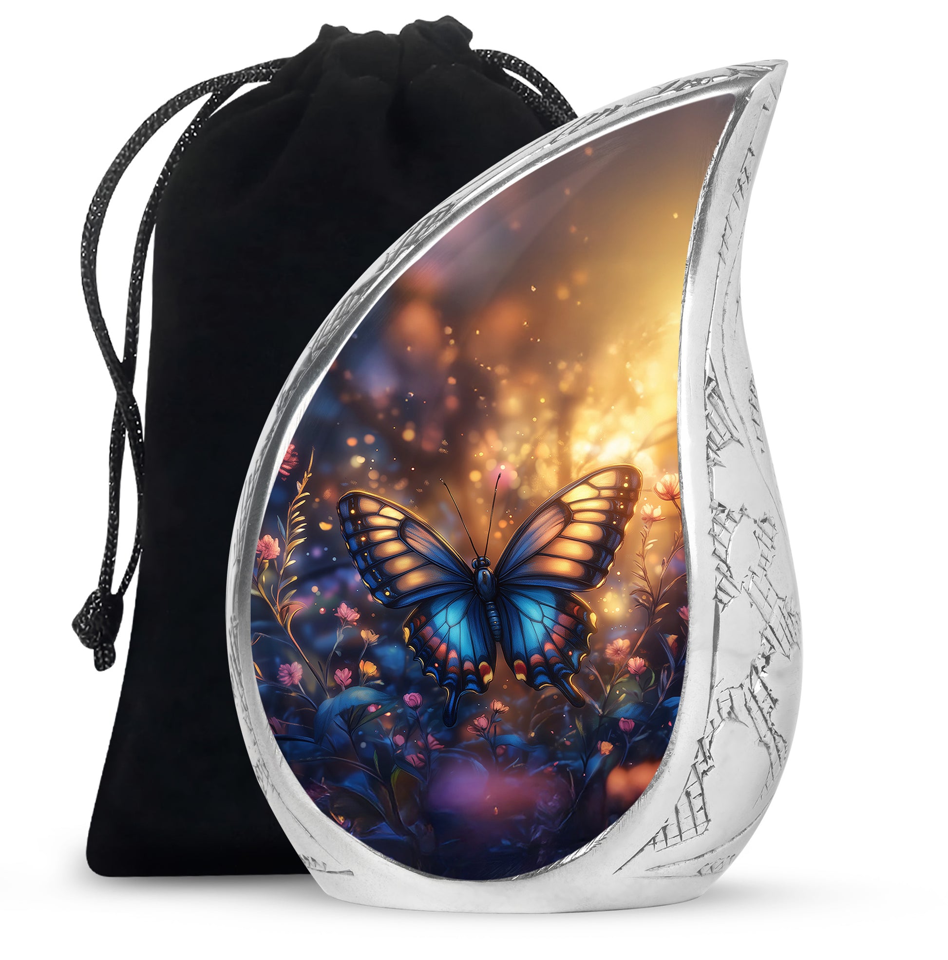 Gloomy Butterfly Urn For Ashes - Blue Butterfly Urn For Cremation