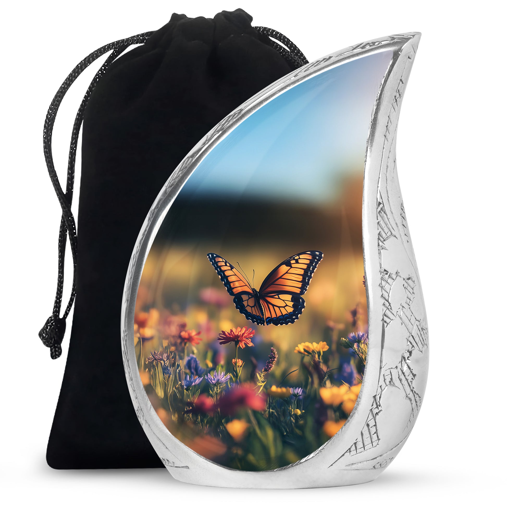 Monarch Butterfly Urn For Mother - Floral Fields Urns For Loved Ones