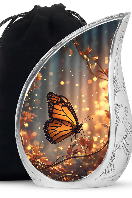 Orange Monarch Butterfly Funeral Urn - Cremation Urn For Adults