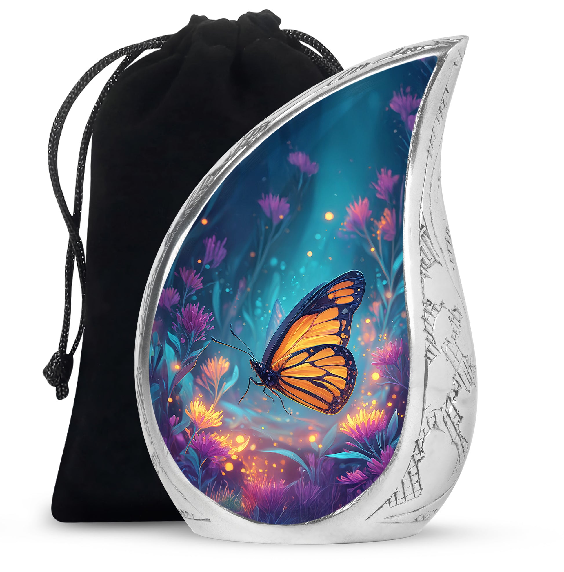 Orange Monarch Butterfly Urn For Mother - Colorful Forest Urns