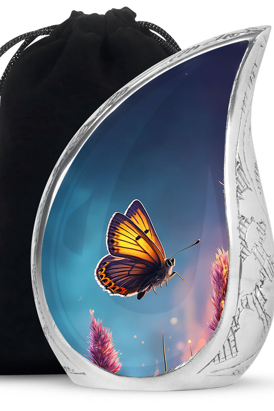 Butterfly Cremation Urn for Human Ashes - Dark Blue Memorial Urn