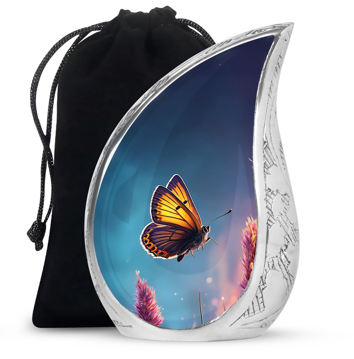 Butterfly Cremation Urn for Human Ashes - Dark Blue Memorial Urn