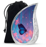 Blue Butterfly Cremation Urn for Ashes - Vibrant Floral Memorial Urn