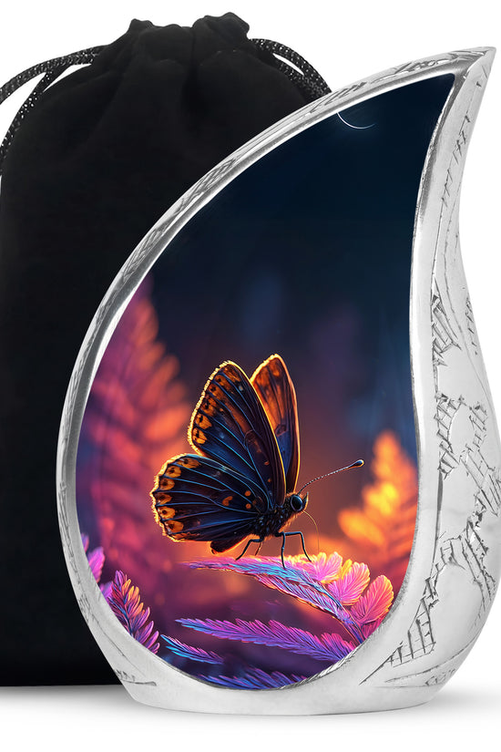 Butterfly On Flower Scenic Urn - Large Cremation Urns For Women Ashes