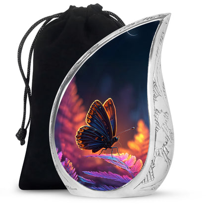 Butterfly On Flower Scenic Urn - Large Cremation Urns For Women Ashes