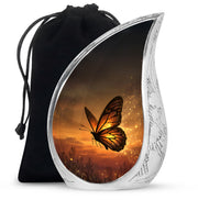 Orange Butterfly Cremation Urn - Large Funeral Urns For Mom's Ashes