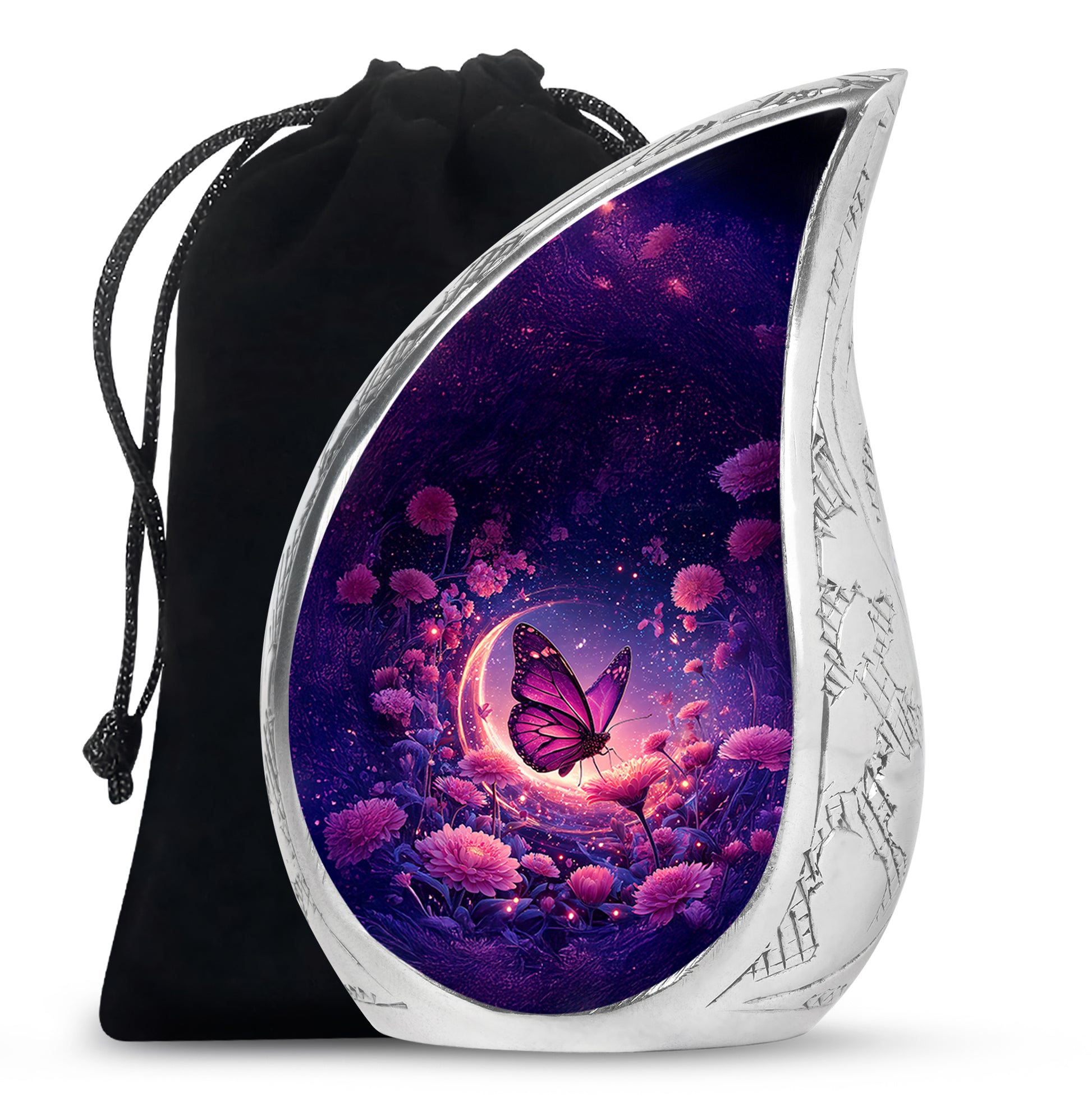 Beautiful Purple Butterfly & Flower Urn - Unique Tribute For Mom Ashes