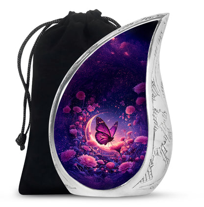Beautiful Purple Butterfly & Flower Urn - Unique Tribute For Mom Ashes