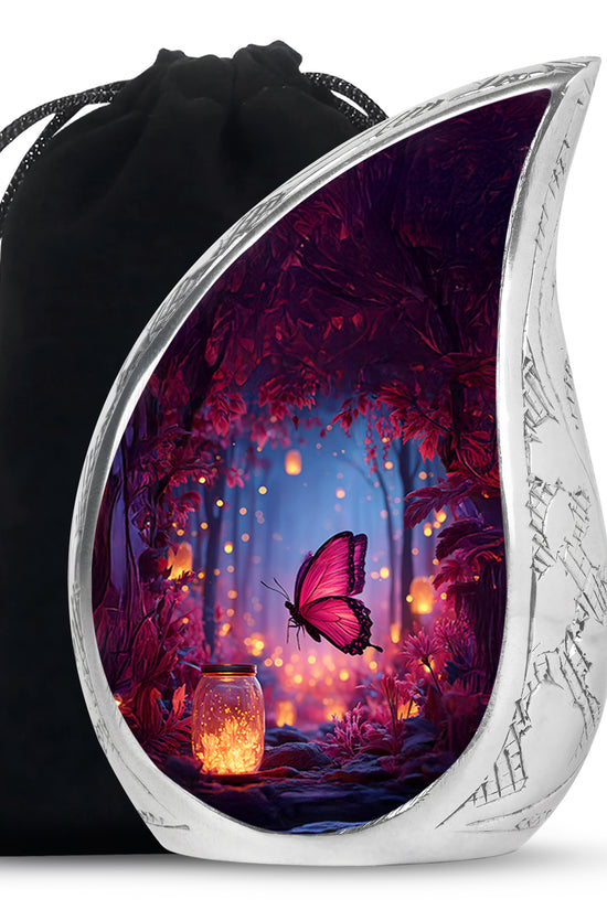 Blue Butterfly Cremation Urn - Decorative Urns For Adult Female Mom