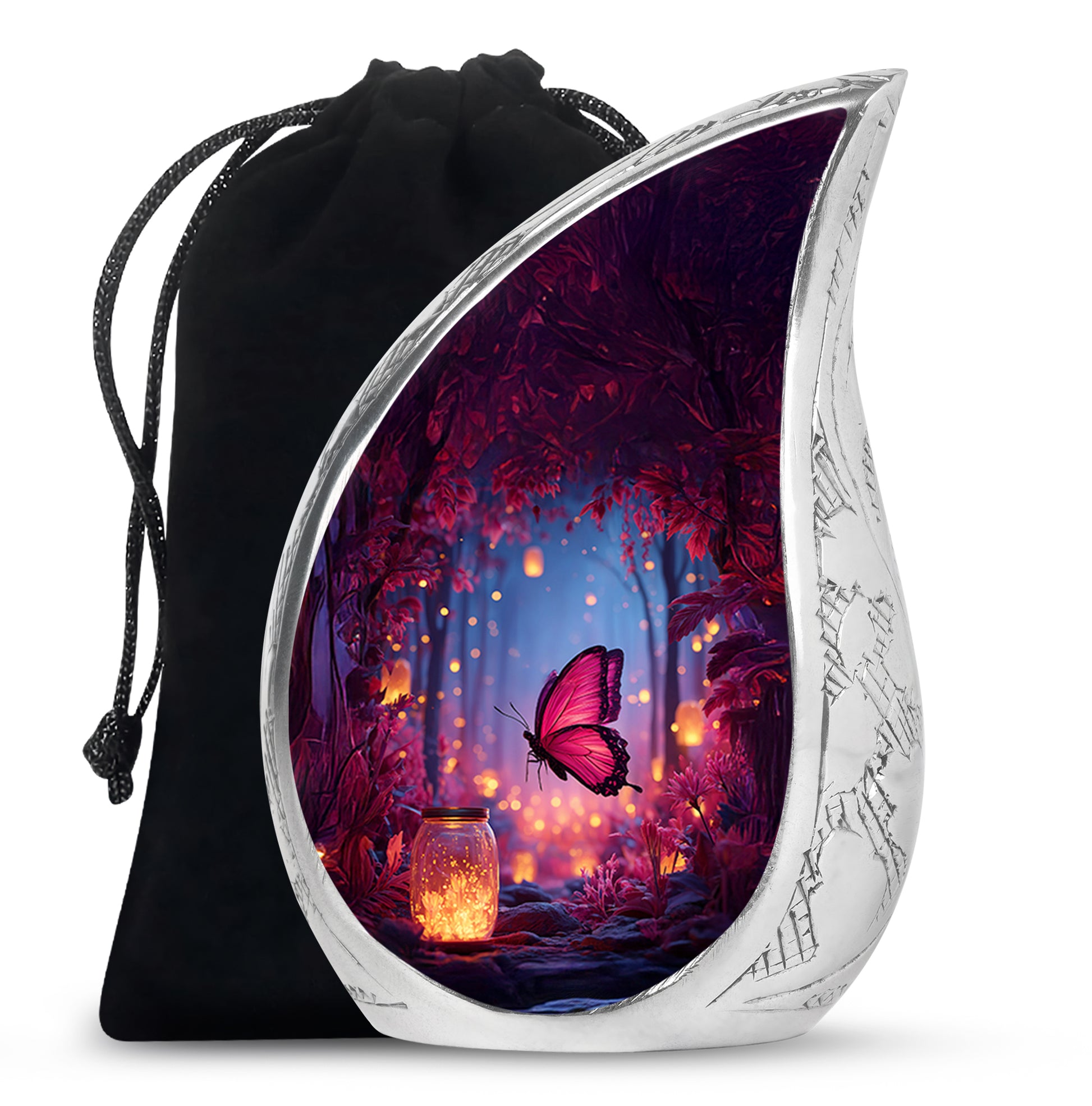 Blue Butterfly Cremation Urn - Decorative Urns For Adult Female Mom