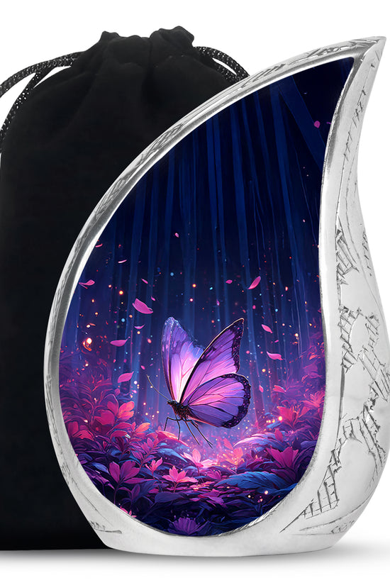 Beautifully Crafted Purple Butterfly Urn - Large Urns For Mom Ashes