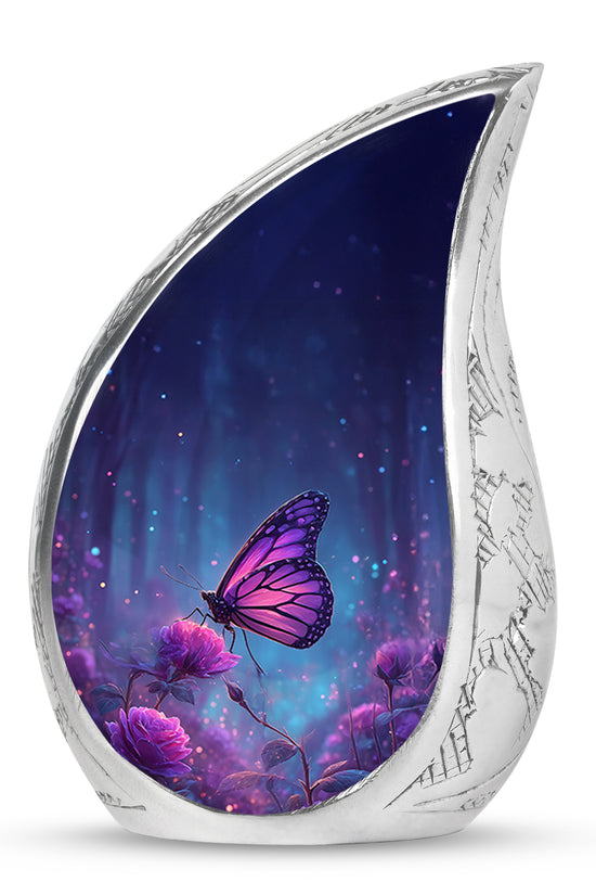 Personalized Blue Cherished Butterfly Cremation Urns for Human Ashes - 10-inch, 200 cu in - Yatskia