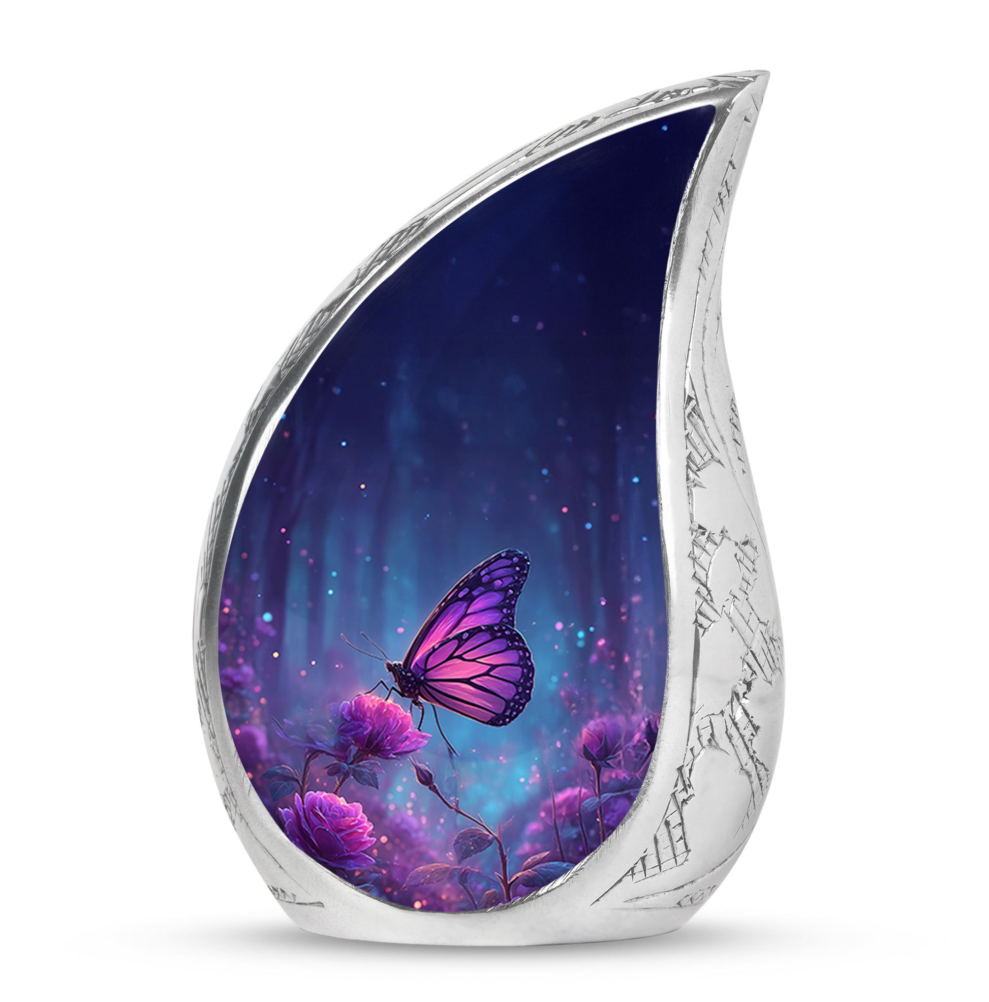 Personalized Blue Cherished Butterfly Cremation Urns for Human Ashes - 10-inch, 200 cu in - Yatskia