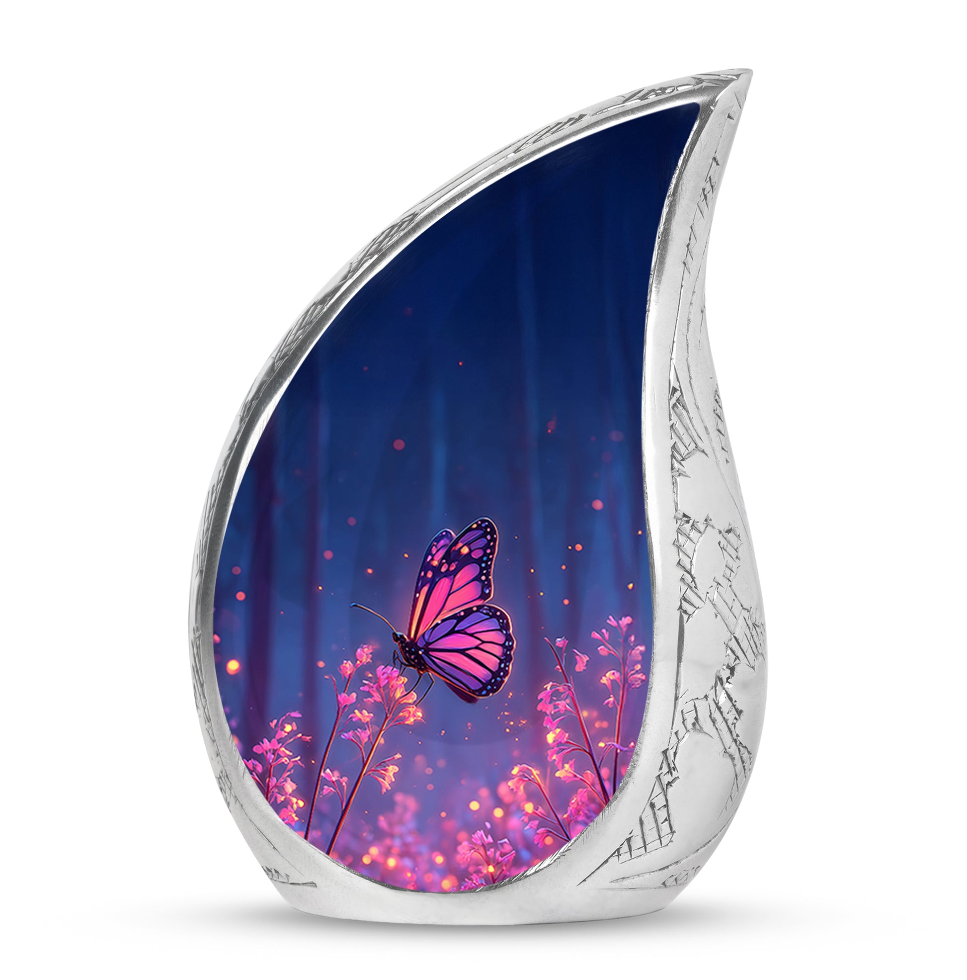 Blue Serene Butterfly Memorial Urn for Ashes - 10-inch, 200 cu in - Yatskia