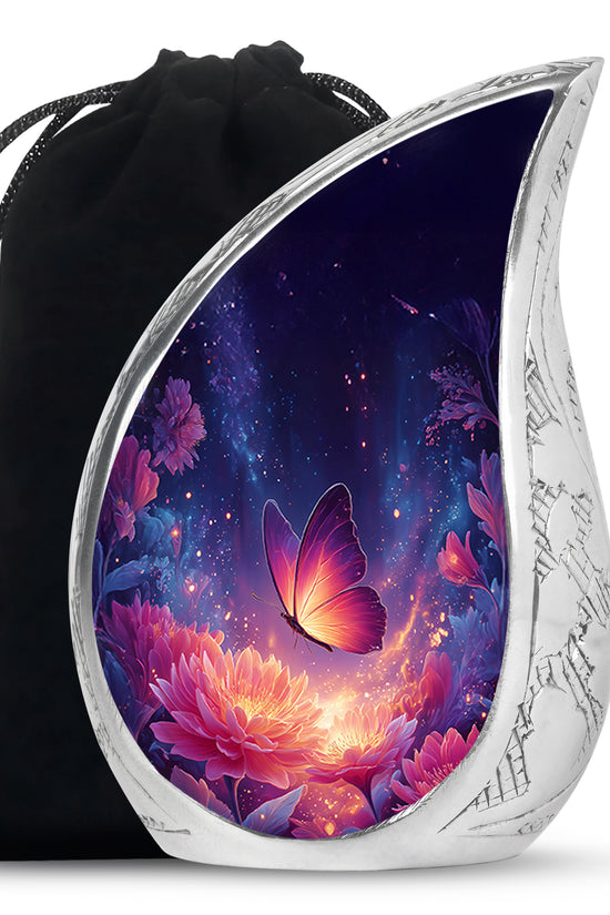 Flying Butterfly Scenic Burial Urn - Large Decorative Memorial Urn