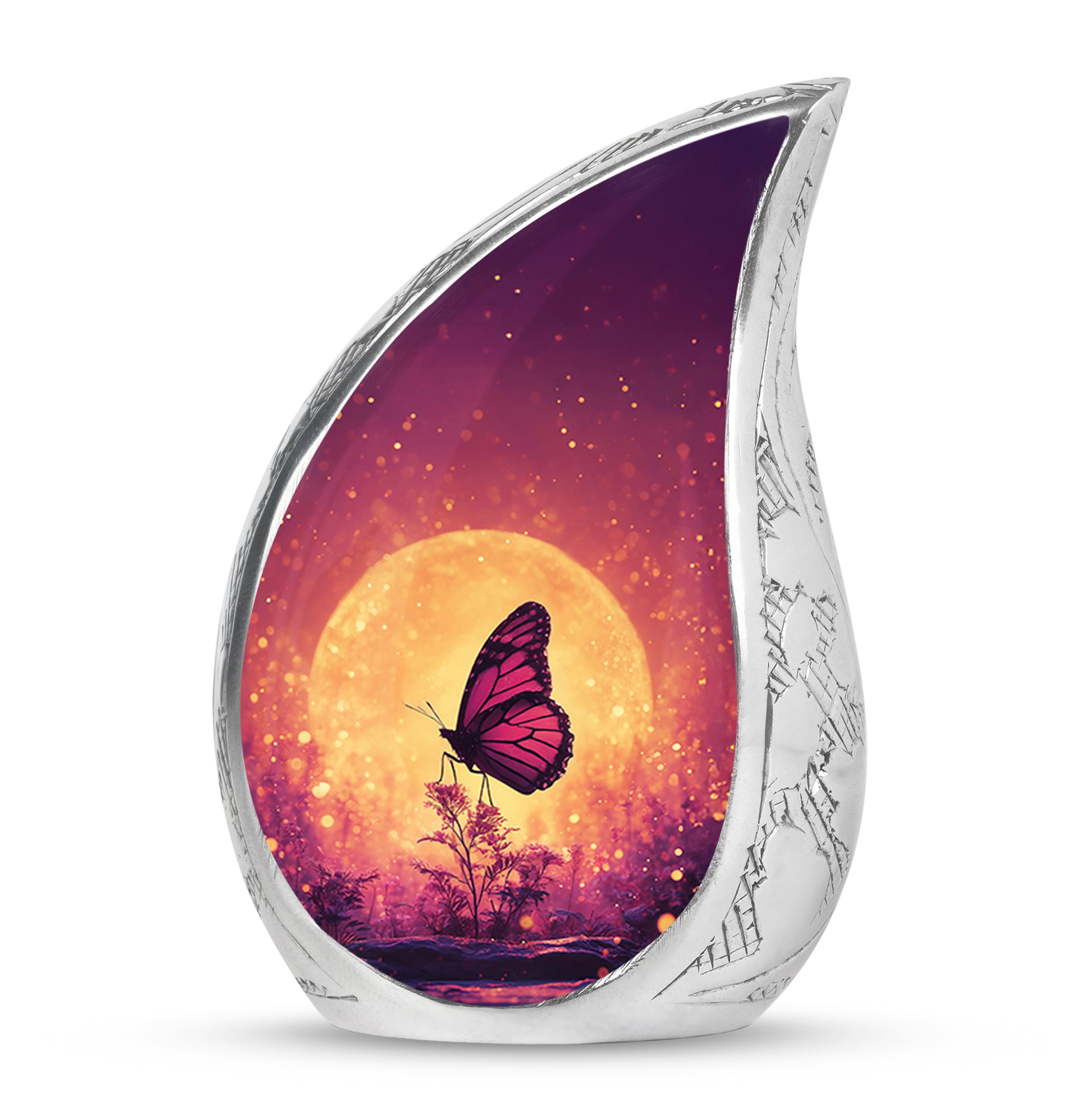 Radiant Butterfly Memorial Cremation Urns - Pink 10-inch, 200 cu in - Yatskia