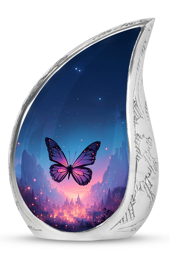 Lustrous Butterfly Cremation Urns for Human Ashes - Blue 10-inch - Yatskia